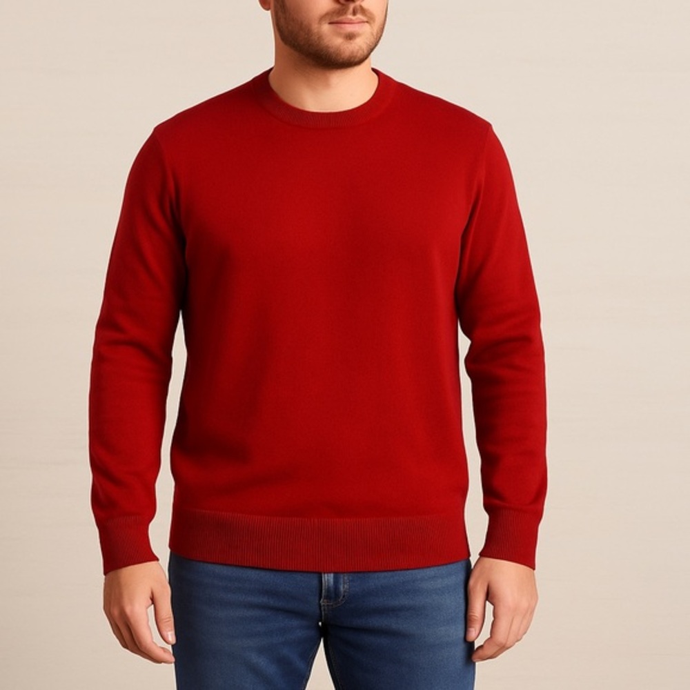 🔥 Amazon Essentials Red Crewneck Sweater‎ – Size M – 100% Cotton 🔥